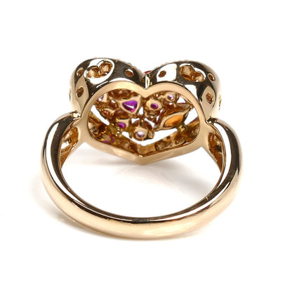 Ponte Vecchio ポンテヴェキオ K18PG ピンクゴールド サファイア ルビー ダイヤ リング・指輪 サファイア1.09ct ルビー0.20ct ダイヤモンド0.19ct 11号 7.0g マルチカラー レディース【中古】