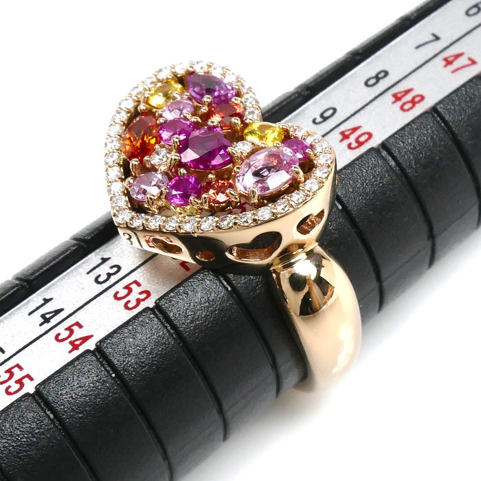Ponte Vecchio ポンテヴェキオ K18PG ピンクゴールド サファイア ルビー ダイヤ リング・指輪 サファイア1.09ct ルビー0.20ct ダイヤモンド0.19ct 11号 7.0g マルチカラー レディース【中古】
