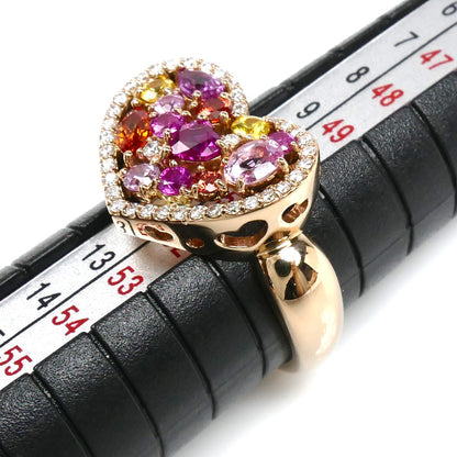 Ponte Vecchio ポンテヴェキオ K18PG ピンクゴールド サファイア ルビー ダイヤ リング・指輪 サファイア1.09ct ルビー0.20ct ダイヤモンド0.19ct 11号 7.0g マルチカラー レディース【中古】