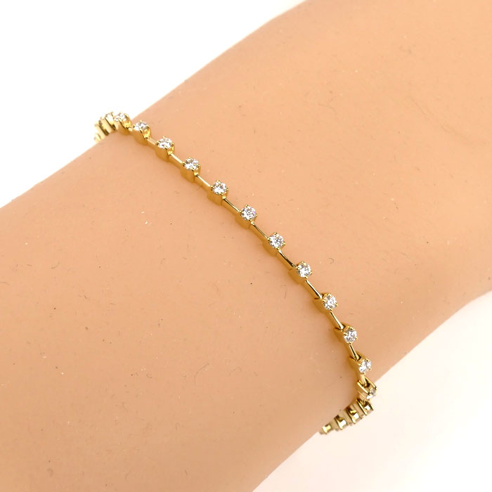 TASAKI タサキ K18YG イエローゴールド ダイヤ ブレスレット ダイヤモンド0.65ct 5.3g 内径17.5cm レディース【中古】