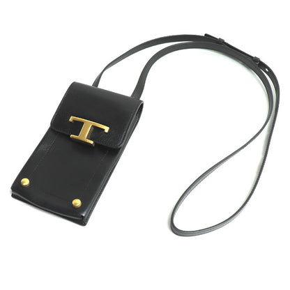 TOD’S トッズ Tタイムレス ショルダーバッグ フォンポーチ ブラック XAWTSAOV302RORB999 スマホケース レディース【中古】