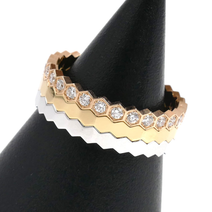Chaumet ショーメ K18YG/PG/WG ビーマイラブ ハニカム スリーゴールド ダイヤ リング・指輪 081885/081930/081935 13.5号 54 6.1g ３本セット レディース【中古】【美品】