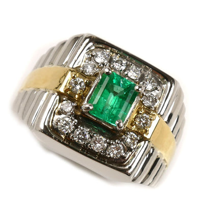 Pt900/K18YG エメラルド ダイヤ リング・指輪 エメラルド0.96ct ダイヤモンド0.23ct 18号 22.3g メンズ【中古】