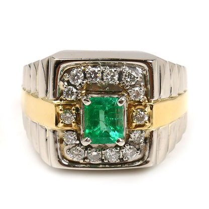 Pt900/K18YG エメラルド ダイヤ リング・指輪 エメラルド0.96ct ダイヤモンド0.23ct 18号 22.3g メンズ【中古】