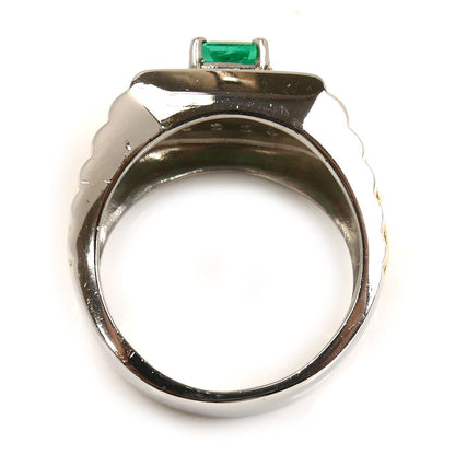 Pt900/K18YG エメラルド ダイヤ リング・指輪 エメラルド0.96ct ダイヤモンド0.23ct 18号 22.3g メンズ【中古】