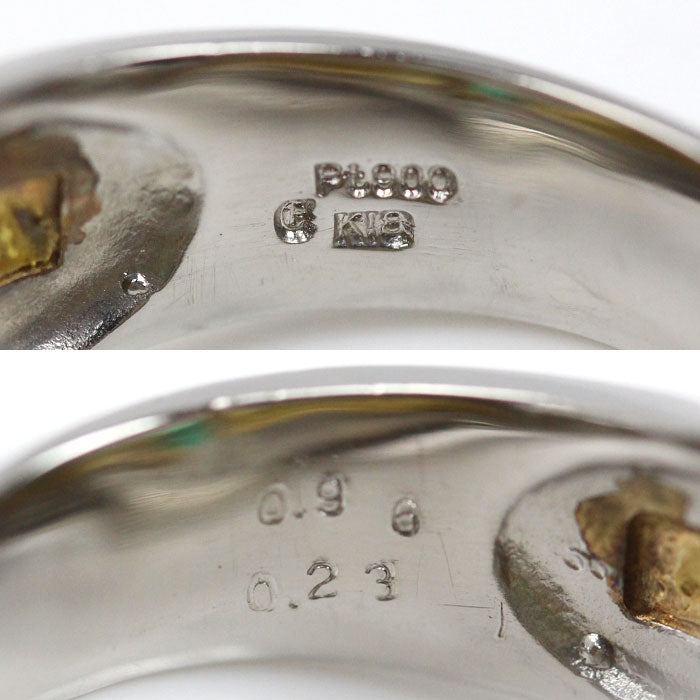 Pt900/K18YG エメラルド ダイヤ リング・指輪 エメラルド0.96ct ダイヤモンド0.23ct 18号 22.3g メンズ【中古】