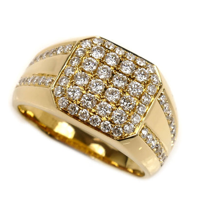 K18YG イエローゴールド リング・指輪 ダイヤモンド 20.5号 9.3g メンズ【中古】【美品】