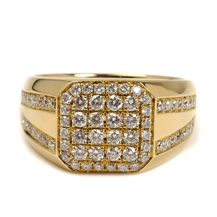 K18YG イエローゴールド リング・指輪 ダイヤモンド 20.5号 9.3g メンズ【中古】【美品】