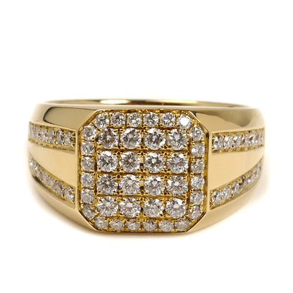 K18YG イエローゴールド リング・指輪 ダイヤモンド 20.5号 9.3g メンズ【中古】【美品】