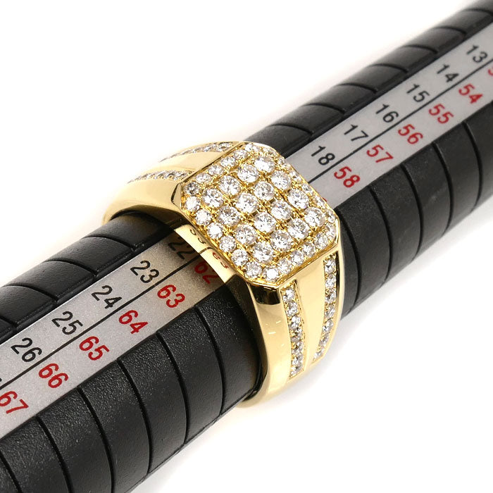 K18YG イエローゴールド リング・指輪 ダイヤモンド 20.5号 9.3g メンズ【中古】【美品】