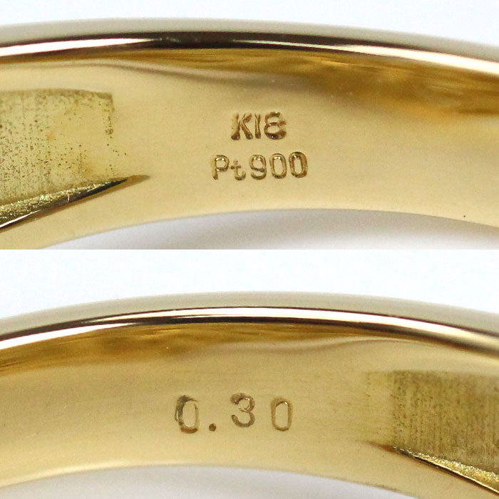 K18YG/Pt900 ダイヤ リング・指輪 ダイヤモンド0.30ct 22号 9.6g メンズ【中古】