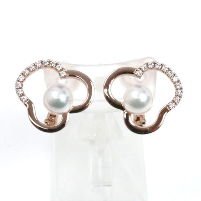 TASAKI タサキ K18PG ピンクゴールド チャンツ パール ダイヤ イヤリング E-4407-18KSG ダイヤモンド0.09ct/0.09ct アコヤパール約7.0mm 8.1g サクラゴールド レディース【中古】【美品】