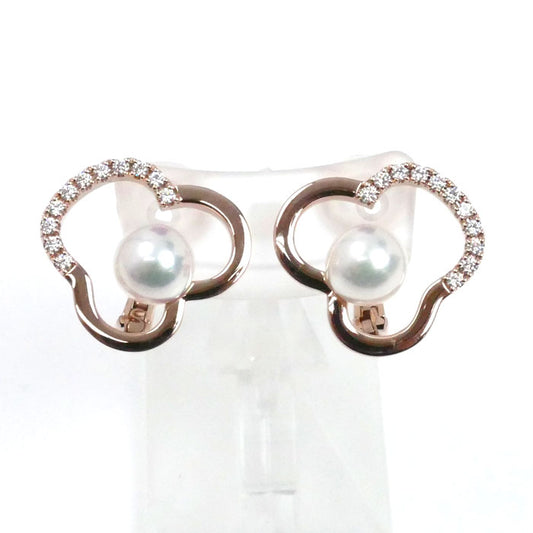 TASAKI タサキ K18PG ピンクゴールド チャンツ パール ダイヤ イヤリング E-4407-18KSG ダイヤモンド0.09ct/0.09ct アコヤパール約7.0mm 8.1g サクラゴールド レディース【中古】【美品】