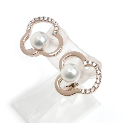 TASAKI タサキ K18PG ピンクゴールド チャンツ パール ダイヤ イヤリング E-4407-18KSG ダイヤモンド0.09ct/0.09ct アコヤパール約7.0mm 8.1g サクラゴールド レディース【中古】【美品】