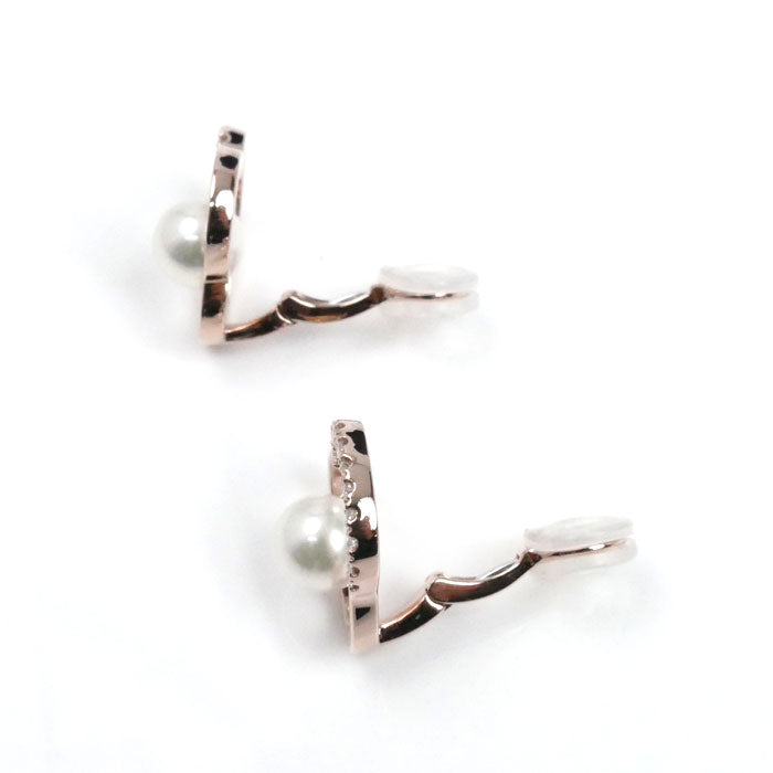 TASAKI タサキ K18PG ピンクゴールド チャンツ パール ダイヤ イヤリング E-4407-18KSG ダイヤモンド0.09ct/0.09ct アコヤパール約7.0mm 8.1g サクラゴールド レディース【中古】【美品】