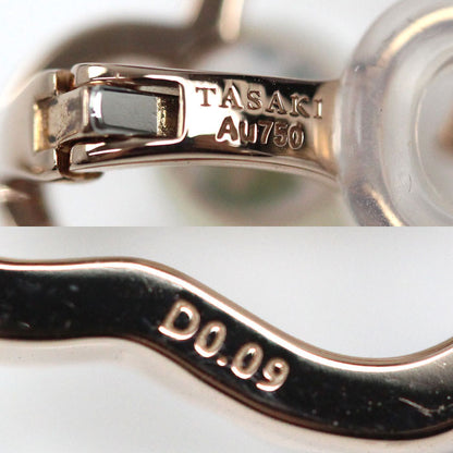 TASAKI タサキ K18PG ピンクゴールド チャンツ パール ダイヤ イヤリング E-4407-18KSG ダイヤモンド0.09ct/0.09ct アコヤパール約7.0mm 8.1g サクラゴールド レディース【中古】【美品】