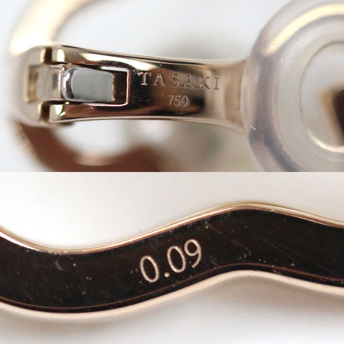 TASAKI タサキ K18PG ピンクゴールド チャンツ パール ダイヤ イヤリング E-4407-18KSG ダイヤモンド0.09ct/0.09ct アコヤパール約7.0mm 8.1g サクラゴールド レディース【中古】【美品】