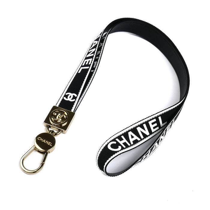CHANEL シャネル ココマーク B25P ストラップ ネックストラップ ブラック/ホワイト AAA911 レディース【中古】【美品】