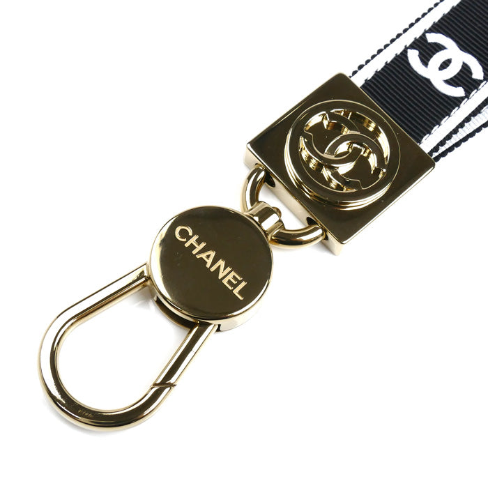 CHANEL シャネル ココマーク B25P ストラップ ネックストラップ ブラック/ホワイト AAA911 レディース【中古】【美品】