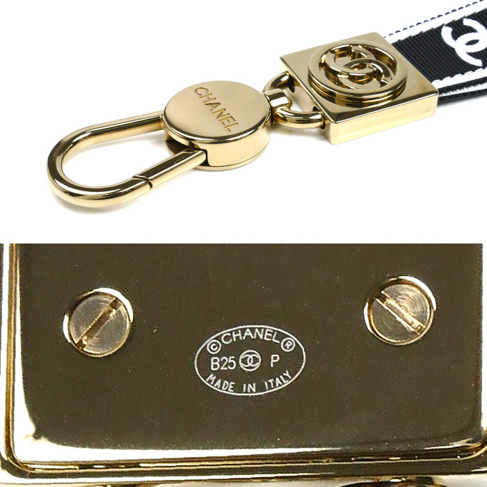 CHANEL シャネル ココマーク B25P ストラップ ネックストラップ ブラック/ホワイト AAA911 レディース【中古】【美品】