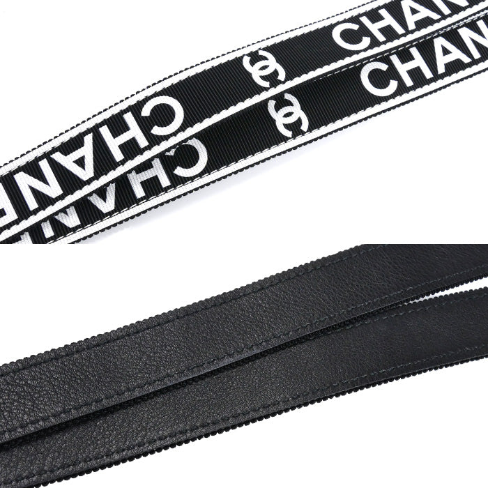 CHANEL シャネル ココマーク B25P ストラップ ネックストラップ ブラック/ホワイト AAA911 レディース【中古】【美品】