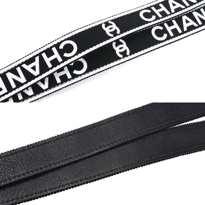 CHANEL シャネル ココマーク B25P ストラップ ネックストラップ ブラック/ホワイト AAA911 レディース【中古】【美品】
