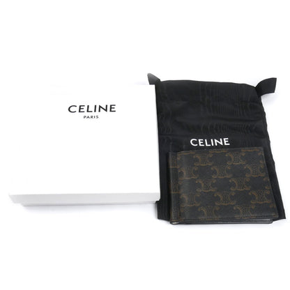 CELINE セリーヌ トリオンフ ビルクリップウォレット 二つ折り財布 ブラウン 10J792BZR.38SI メンズ【中古】【美品】