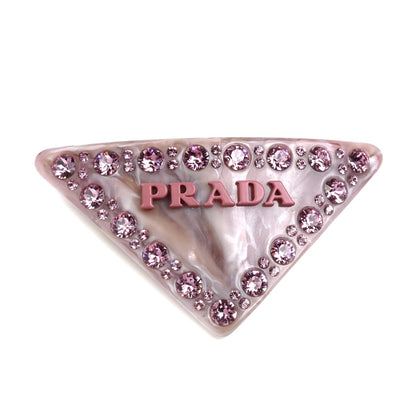 PRADA プラダ 真鍮 レジン ロゴ バレッタ 1IF090 レディース【中古】【美品】