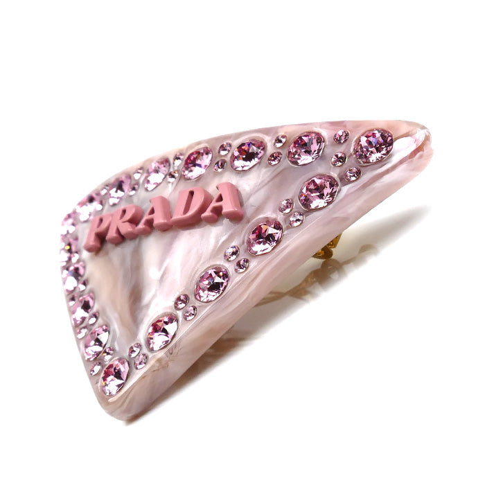 PRADA プラダ 真鍮 レジン ロゴ バレッタ 1IF090 レディース【中古】【美品】