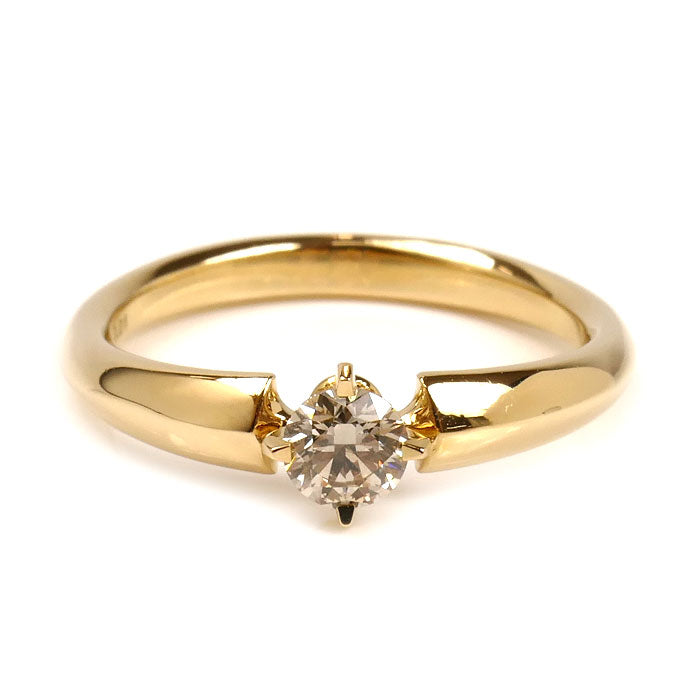 カシケイ K18YG イエローゴールド ソリティア リング・指輪 KSB030RYG ダイヤモンド0.38ct/0.01ct 16号 4.7g レディース【中古】【美品】