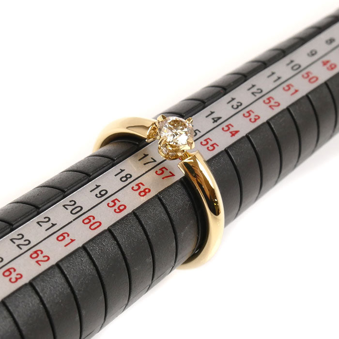 カシケイ K18YG イエローゴールド ソリティア リング・指輪 KSB030RYG ダイヤモンド0.38ct/0.01ct 16号 4.7g レディース【中古】【美品】