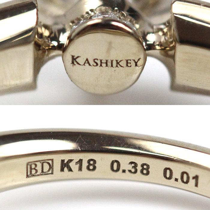 カシケイ K18BG ソリティア リング・指輪 KSB030RBG ダイヤモンド0.38ct/0.01ct 15号 5.1g レディース【中古】【美品】