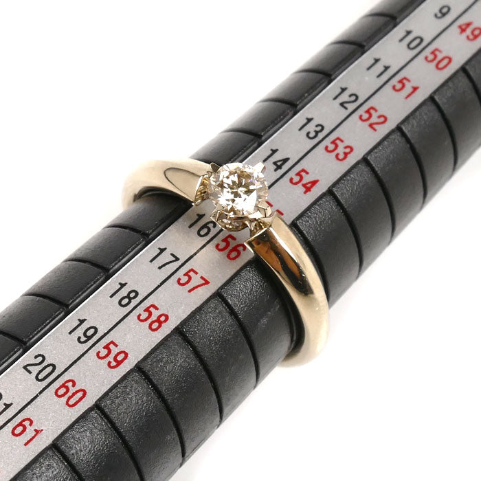 カシケイ K18BG ソリティア リング・指輪 KSB030RBG ダイヤモンド0.38ct/0.01ct 15号 5.1g レディース【中古】【美品】