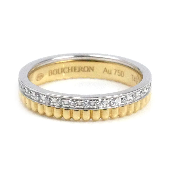 Boucheron ブシュロン K18YG/WG キャトル ラディアント ハーフ フルパヴェ リング・指輪 JAL00134 ダイヤモンド 9号 49 3.3g レディース【中古】【美品】