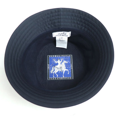 HERMES エルメス フレッドHカット バケットハット ハット ネイビー H241022N 
61 ユニセックス【中古】【美品】