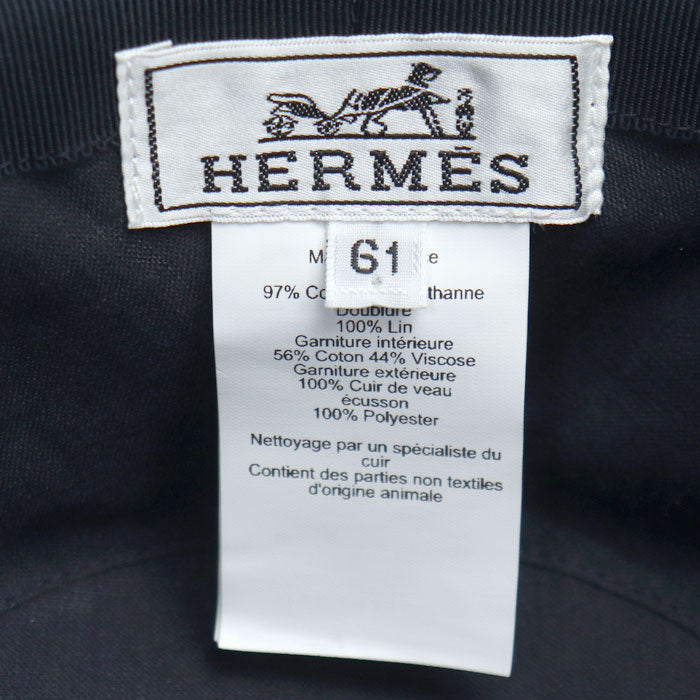 HERMES エルメス フレッドHカット バケットハット ハット ネイビー H241022N 
61 ユニセックス【中古】【美品】
