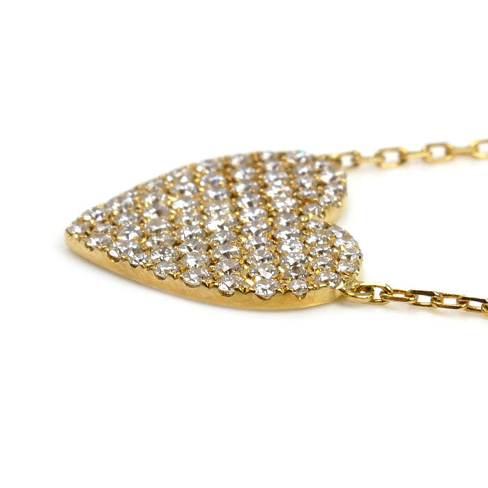 AHKAH アーカー K18YG イエローゴールド ハートパヴェモアイアン ネックレス VC0985010100 ダイヤモンド0.47ct 2.5g 45cm レディース【中古】