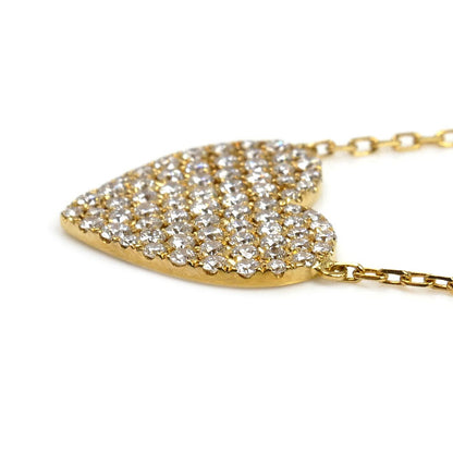 AHKAH アーカー K18YG イエローゴールド ハートパヴェモアイアン ネックレス VC0985010100 ダイヤモンド0.47ct 2.5g 45cm レディース【中古】