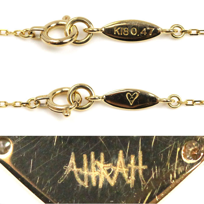 AHKAH アーカー K18YG イエローゴールド ハートパヴェモアイアン ネックレス VC0985010100 ダイヤモンド0.47ct 2.5g 45cm レディース【中古】