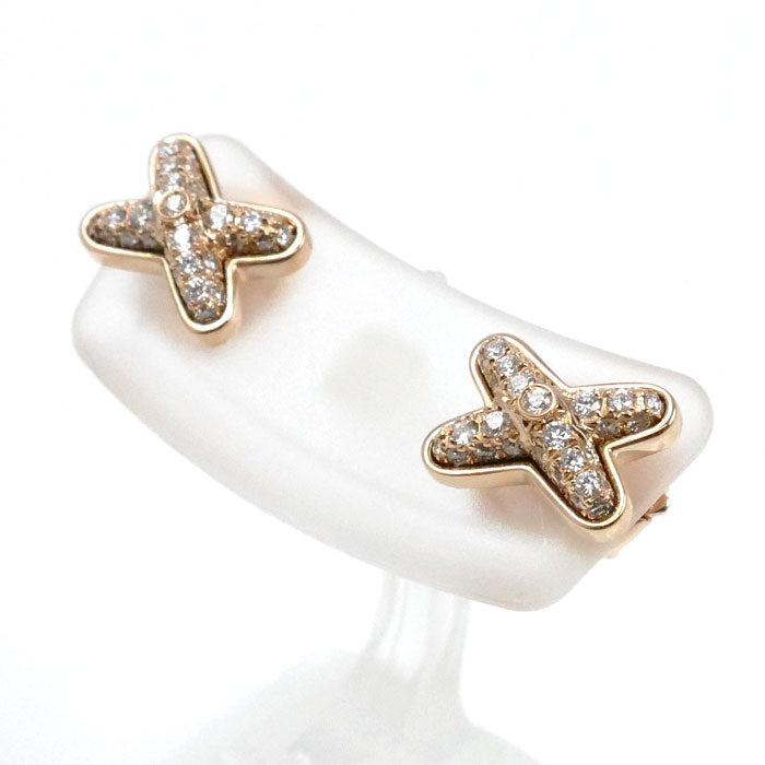Chaumet ショーメ K18PG ピンクゴールド ジュ ドゥ リアン ダイヤ ピアス 083468 ダイヤモンド 2.7g セット売り レディース【中古】【美品】