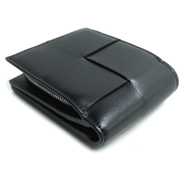 BOTTEGAVENETA ボッテガヴェネタ スモール カセット 二つ折りファスナーウォレット 二つ折り財布 ブラック 819207VBWD28803 メンズ【中古】【美品】