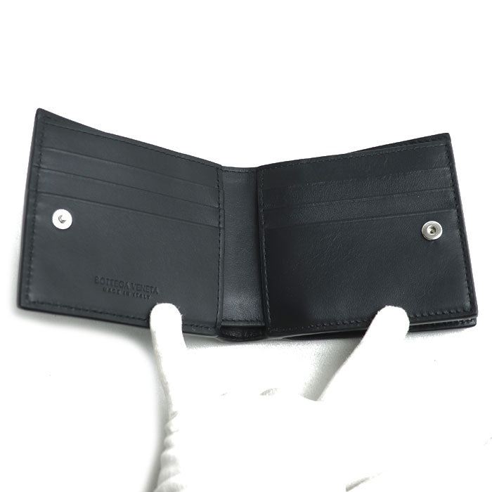 BOTTEGAVENETA ボッテガヴェネタ スモール カセット 二つ折りファスナーウォレット 二つ折り財布 ブラック 819207VBWD28803 メンズ【中古】【美品】