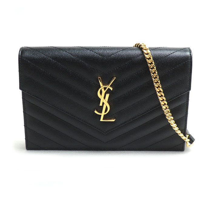 ⭐️未使用級⭐️　サンローラン　YSL　カサンドラ　ミディアムウォレット　黒 カサンドラ シャドウ SAINT LAURENT コンチネンタルウォレット