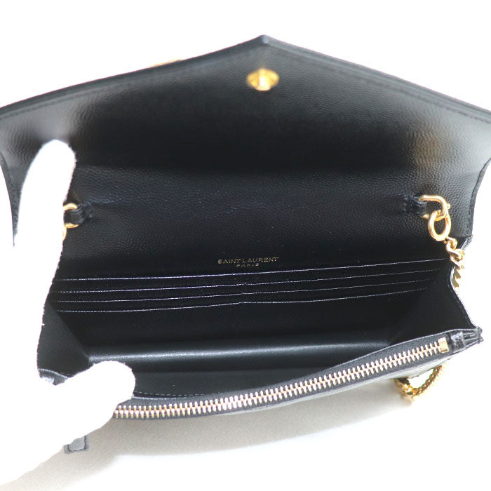 SAINT LAURENT サンローラン カサンドラ チェーンウォレット ショルダーバッグ ブラック 393953 レディース【中古】【美品】