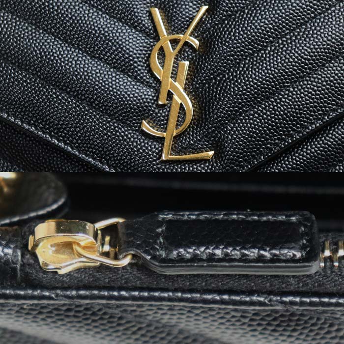 SAINT LAURENT サンローラン カサンドラ チェーンウォレット ショルダーバッグ ブラック 393953 レディース【中古】【美品】