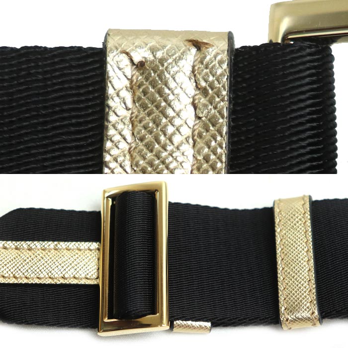 PRADA プラダ ブリック サフィアーノレザー ショルダーバッグ ショルダーバッグ ゴールド 2VH070 レディース【中古】【美品】