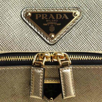 PRADA プラダ ブリック サフィアーノレザー ショルダーバッグ ショルダーバッグ ゴールド 2VH070 レディース【中古】【美品】
