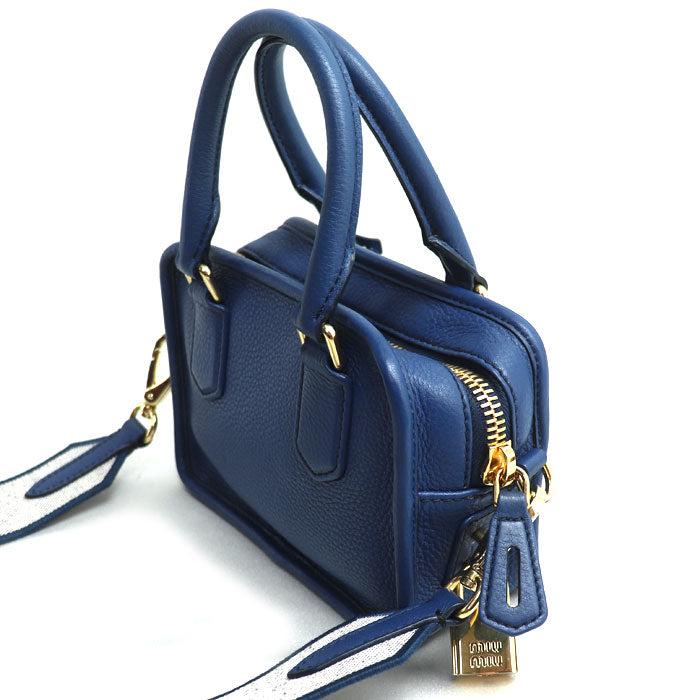 MIUMIU ミュウミュウ 2Wayショルダーバッグ ブルー 5BB123 2F57 F0016 レディース【中古】