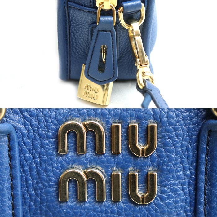 MIUMIU ミュウミュウ 2Wayショルダーバッグ ブルー 5BB123 2F57 F0016 レディース【中古】