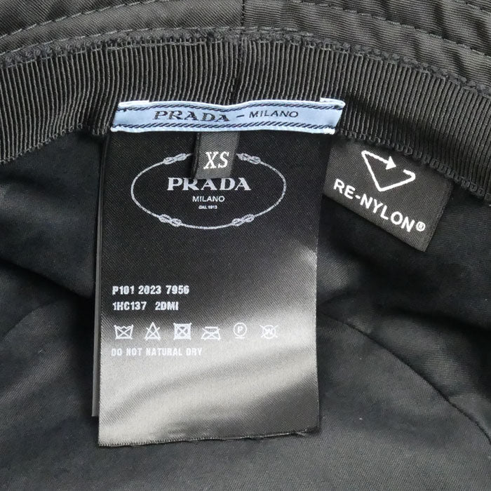 PRADA プラダ RE-NYLON トライアングルロゴ バケットハット ハット ブラック 1HC137 2DMI F0002 XS レディース【中古】